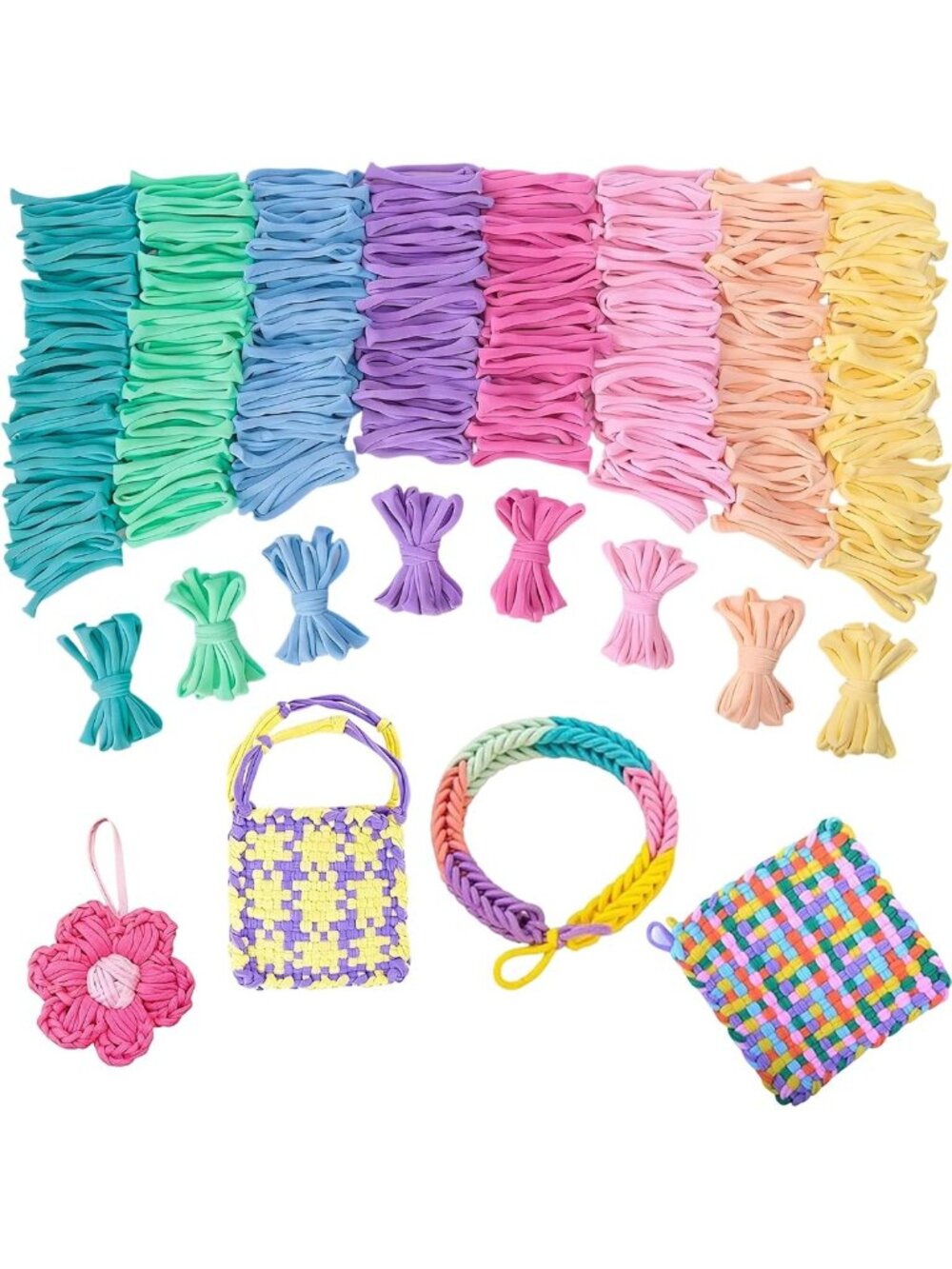 1000 PCS Colorful Elastic Loom Bands - 8 Vibrant Colors for Crafting & DIY